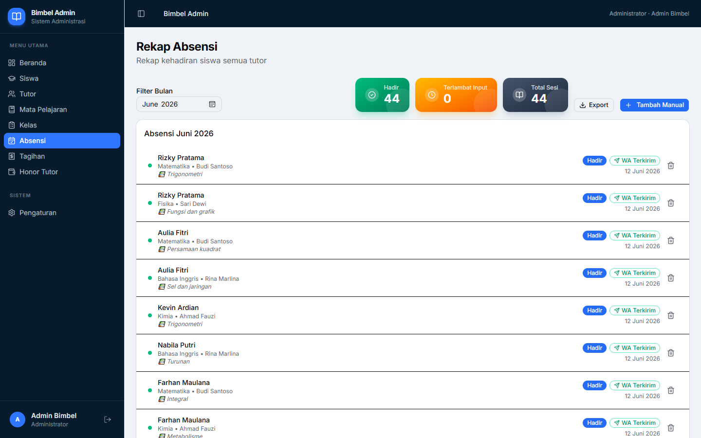 Rekap Absensi Real-time